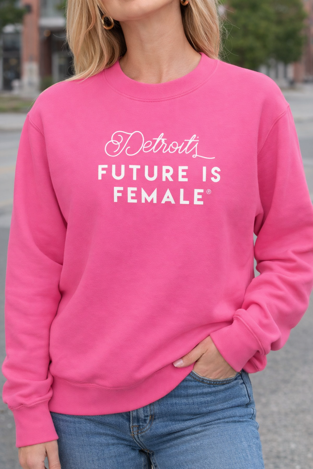 Detroit’s Future Is Female Crewneck - Powerful Pink