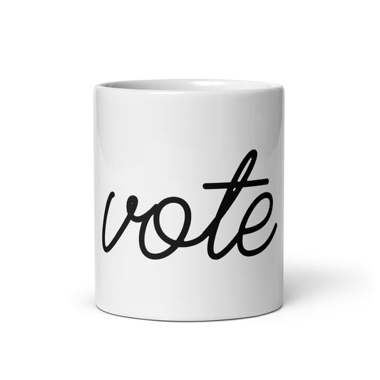 'VOTE" white glossy mug